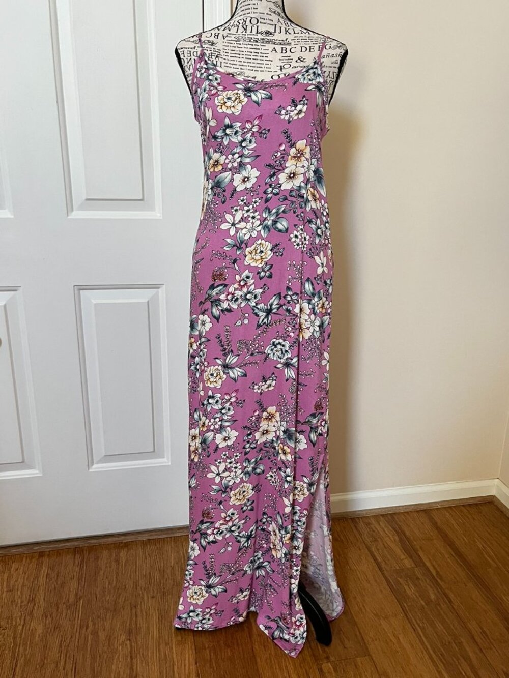 Pink Rose Floral Tank Dress, Size S